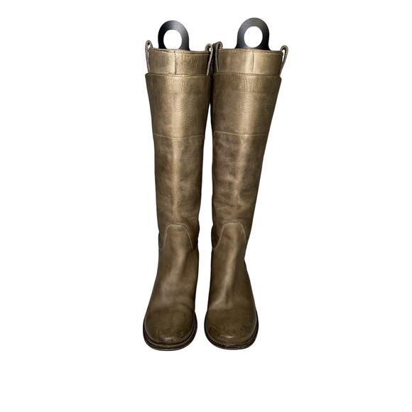 Frye Paige Size 7.5 Tall Knee High Equestrian Riding Boots Taupe Leather - Picture 5 of 11